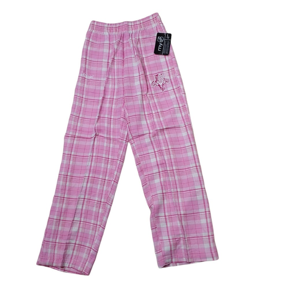 Reebok NHL Florida Panthers Pajama Pants Kids Size L 14 Pink Plaid NWT R57XG6